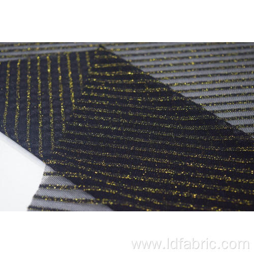 Nylon Metallic Spandex Stripe Mesh Fabric